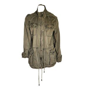 Buffalo Tampa Jacket Womens Size L‎ Large David Bitton Solid Green Cargo Utility